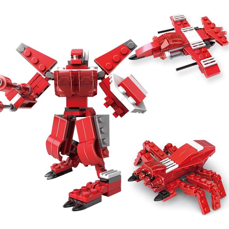 Transformer Mainan Balok Edukasi Karakter Kartun Mainan Balok DIY 3D Puzzle Brick Mini