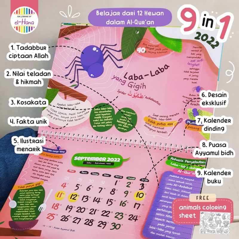 Kalender el-Hana 2022 | Kalender Islami | Kalender Edukasi Islami | Kalender Dinding