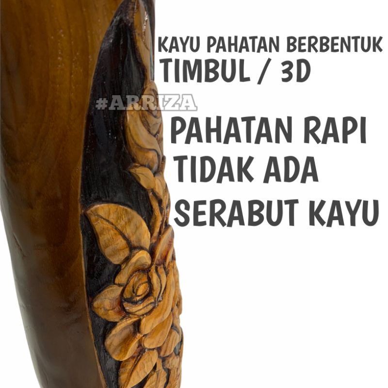 VAS BUNGA / POT BUNGA / TEMPAT PAYUNG / GUCI KAYU JATI ASLI MOTIF PAHAT 3D