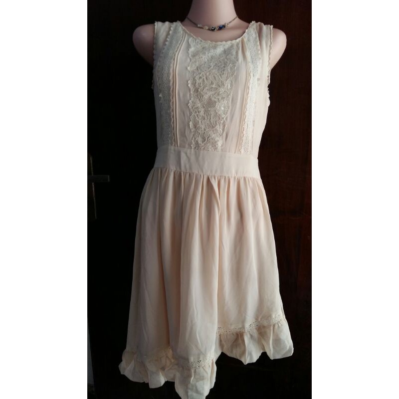 Import Olive Des A line dress depan renda sleeve less