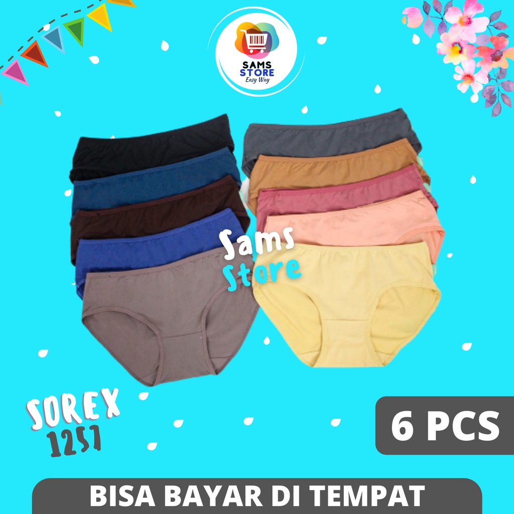 6 Pcs Pakaian Dalam Sorek CD Basic Mini Wanita  Super Soft Lembut Nyaman Dipakai CD 1257 Ukuran M L 
