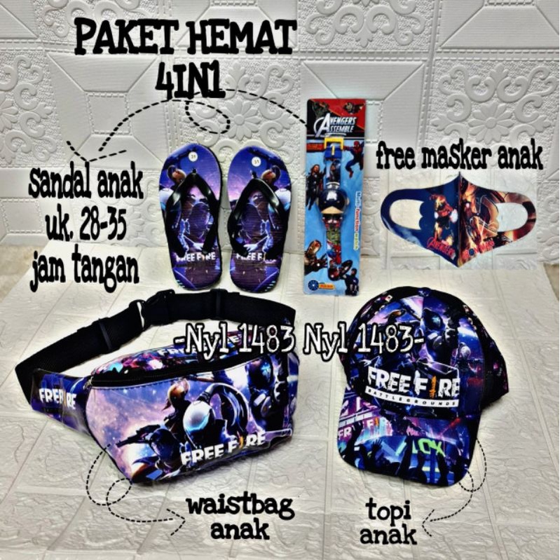 COD | paket Hemat 4in1 Tas waistbag anak laki-laki karakter Boboiboy | real pict