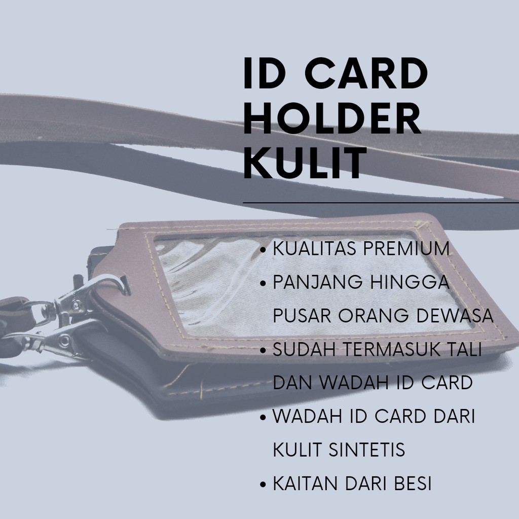 Id Card Holder Leather Oscar Sintetis NameTag Kalung Lanyard Kulit Tanda Pengenal Premium