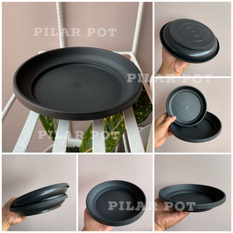 tatakan pot bunga hitam jt plast 22 hitam untuk pot size 21 - 24