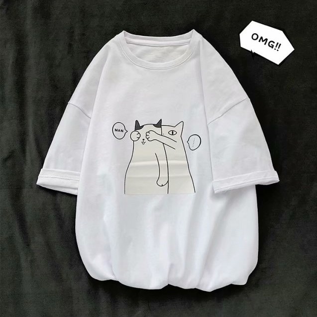 MYSTIQUE.ID-BAJU KAOS CAT PEEK-A-BOO T-SHIRT LUCU DAN AESTHETIC