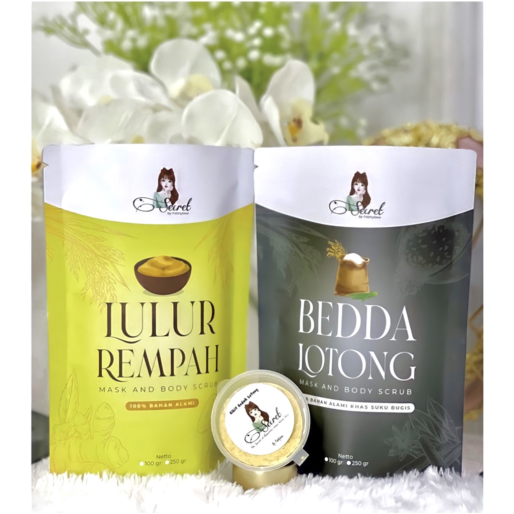 (100gr) Paket viral/bedak lotong dan lulur rempah bubuk Secret by Febhybiee 100gr