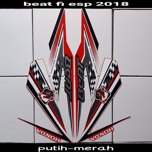 stiker motor beat fi esp 2018 putih-merah
