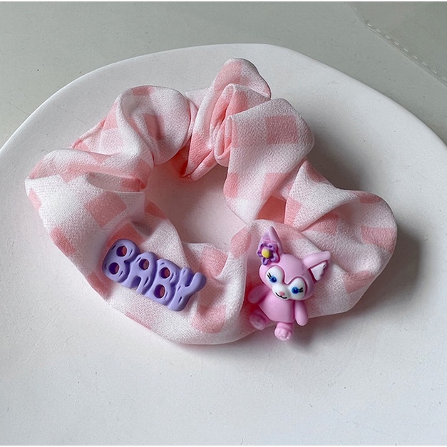 Ikat Rambut Scrunchie Anak Perempuan Teks SWEET Motif Rubah Aksesoris Hiasan kunciran Rambut lucu AK197