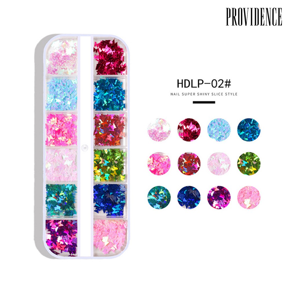 Providence 12 Colors DIY Glittering Butterfly Decals Nail Art Sequins Sticker Accessories