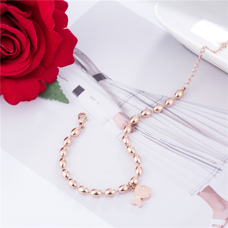 Gelang Bracelet Wanita Titanium Korea Hadiah GK043 rose gold cocok hadiah motif ikan