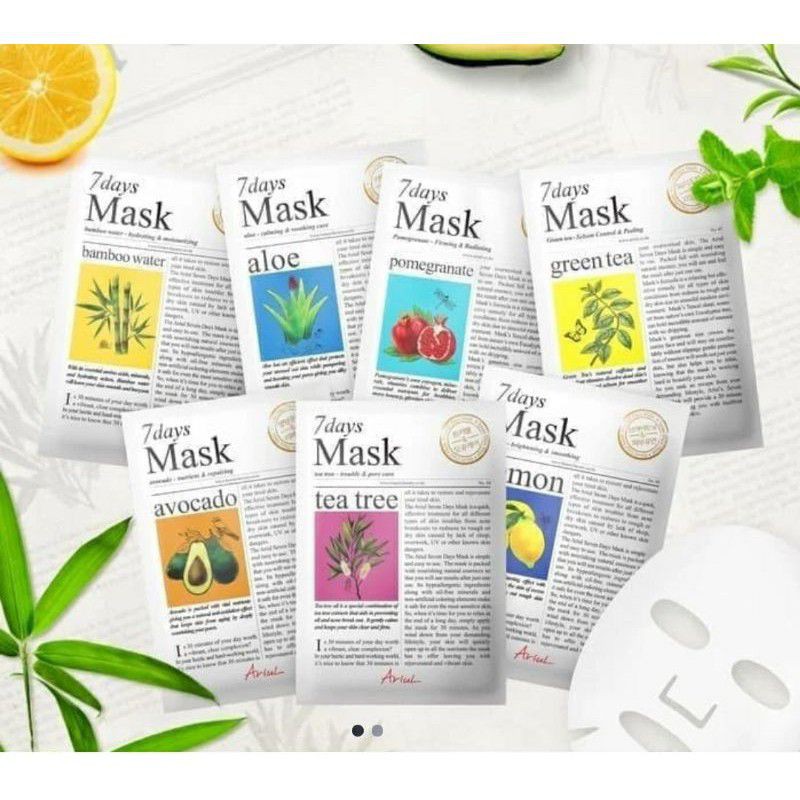 ARIUL 7DAYS MASK SHEET 20gr / ARIUL SHEET MASK / MASKER SHEET KOREA / ARIUL 7DAYS MASK