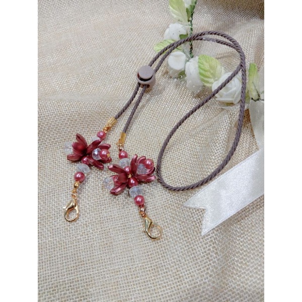 Konektor masker 2 in 1 | konektor hijab | manik kelopak bunga | strap masker 2 in 1 | konektor maske