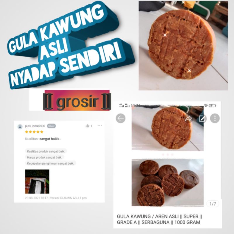 

[[ GROSIR ]] GULA KAWUNG / AREN ASLI || SUPER || GRADE A || SERBAGUNA || 1000 GRAM