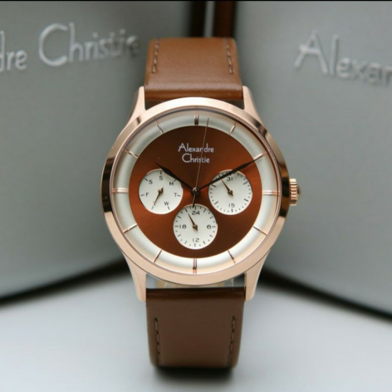 ALEXANDRE CHRISTIE AC2868 ROSEGOLD BROWN WANITA.ORIGINAL GARANSI RESMI 1 TAHUN