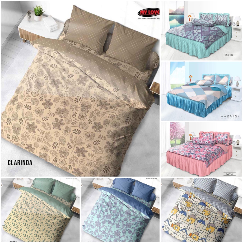 Bedcover My Love Sprei rumbai Ukuran 180x200x30 cm- Varian motif tersedia