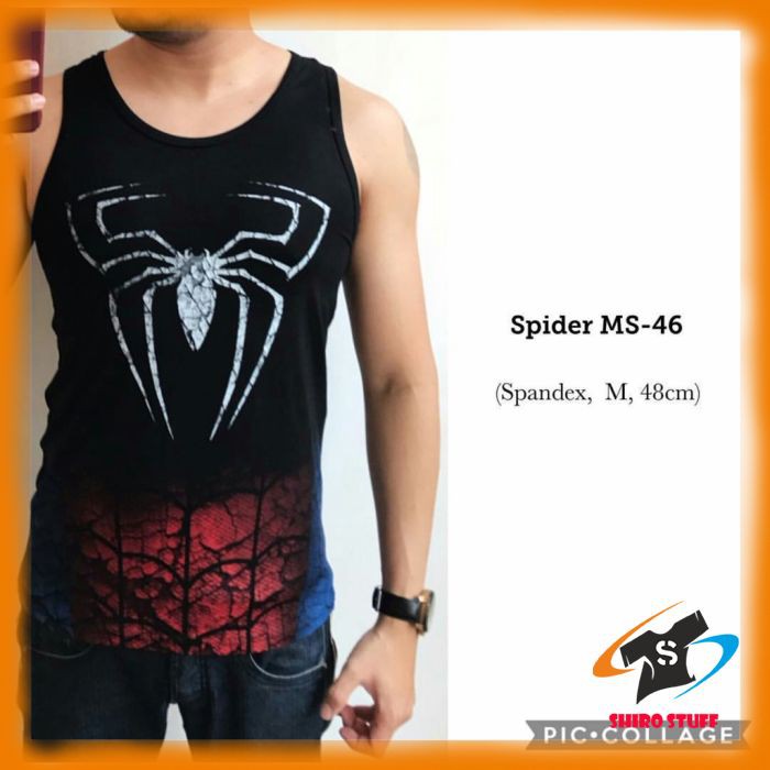 SINGLET gym fitness pria fashion kaos baju lekbong SPIDERMAN superhero
