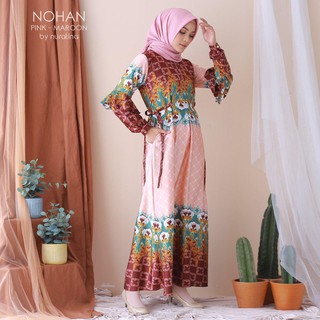 Gamis Busui Nohan pink maroon baju  menyusui dress pesta 