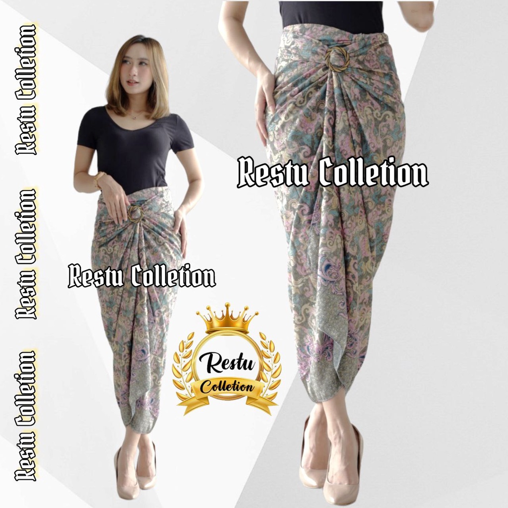 COD Rok Lilit Warp Skirt Motif Lili Gold Batik Bawahan Kebaya Wisuda Kondangan Nikahan Tunangan Perpisahan Wanita Premium Bahan Kain Sutra HQ Jumbo