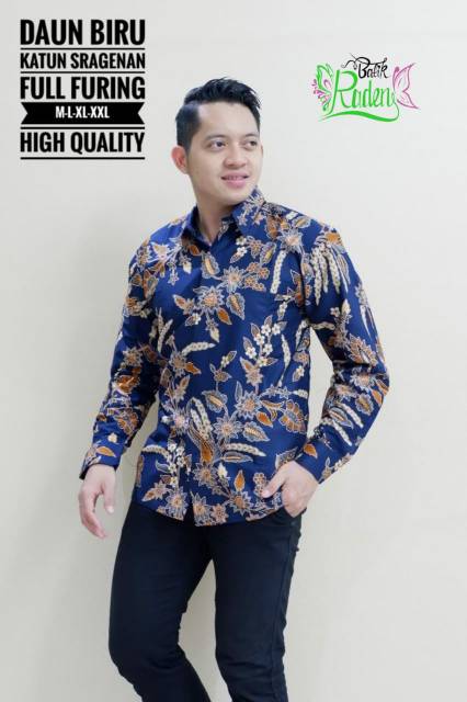 DAUN Kemeja Batik Pria Katun Sragenan Full Furing