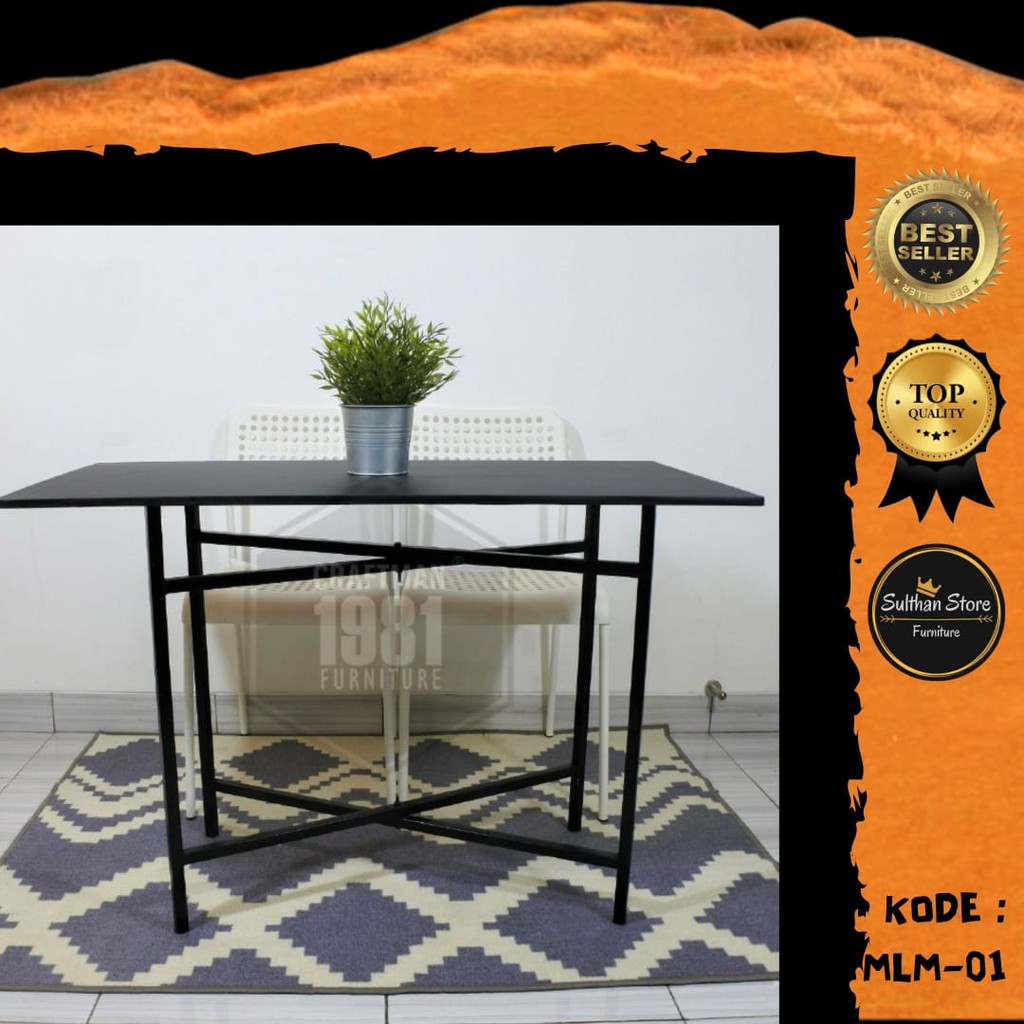Meja lipat cafe bazzar resto minimalis modern murah 80cm x 60cm x 70cm CraftMan1981 Furniture