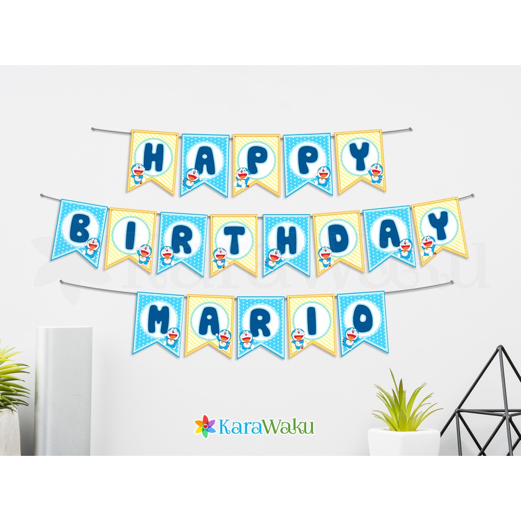 Flag Banner Birthday / Bunting Ultah Doraemon