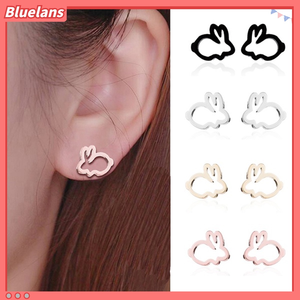 Bluelans Sweet Hollow Rabbit Ear Studs Bunny Earrings Women Party Jewelry Easter Gift