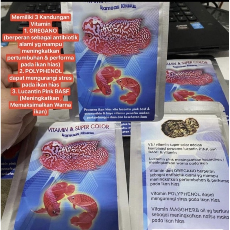 Vitamin Extra Lucantin Pink Super Red Color Astaxanthin Pewarna Ikan 15gram