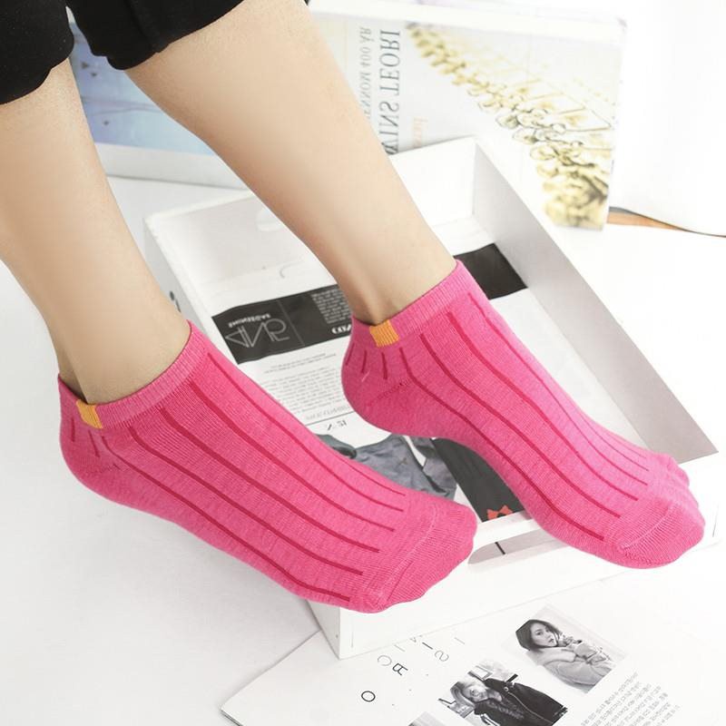 HC Kaos Kaki Polos 2 Warna Garis Pendek Semata Kaki Kaos Kaki Polos Fashion Ankle Cute Import-HC788 PINK TUA