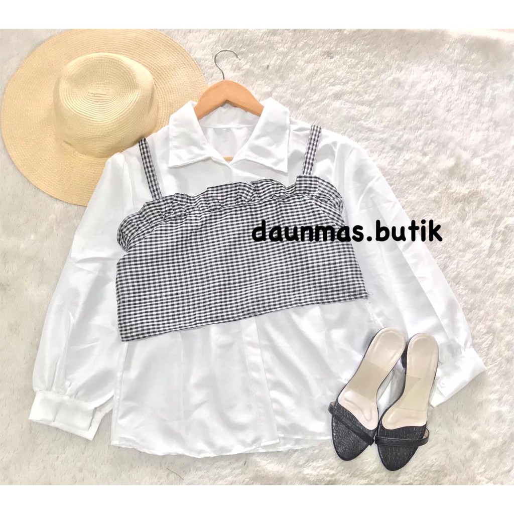 1KG MUAT 6PCS | (INCLUDE OUTER) DEENA BASIC SHIRT TARTAN RUFFLE PREMIUM HITS OOTD SELEBGRAM FASHION