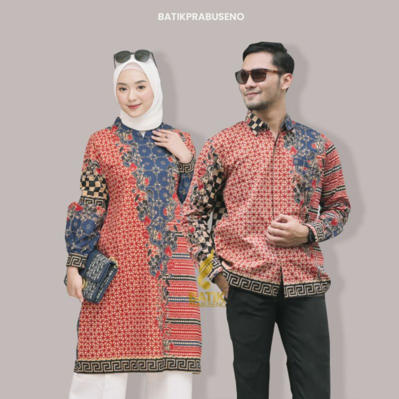 Couple Batik Printing Motif Anjar Navy Couple Batik Modern Original Ori Batik Prabuseno Indonesia Co