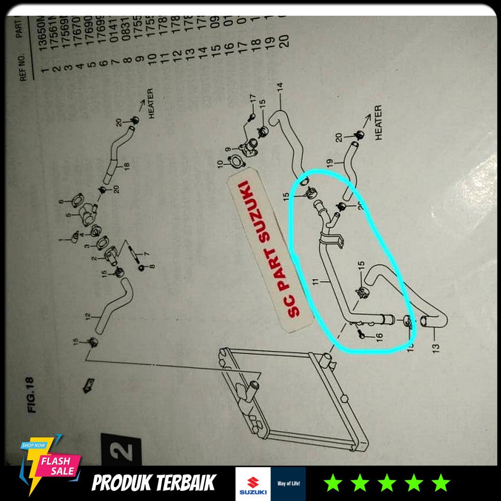 Pipa Air Radiator Suzuki Karimun Estilo 4 Silinder