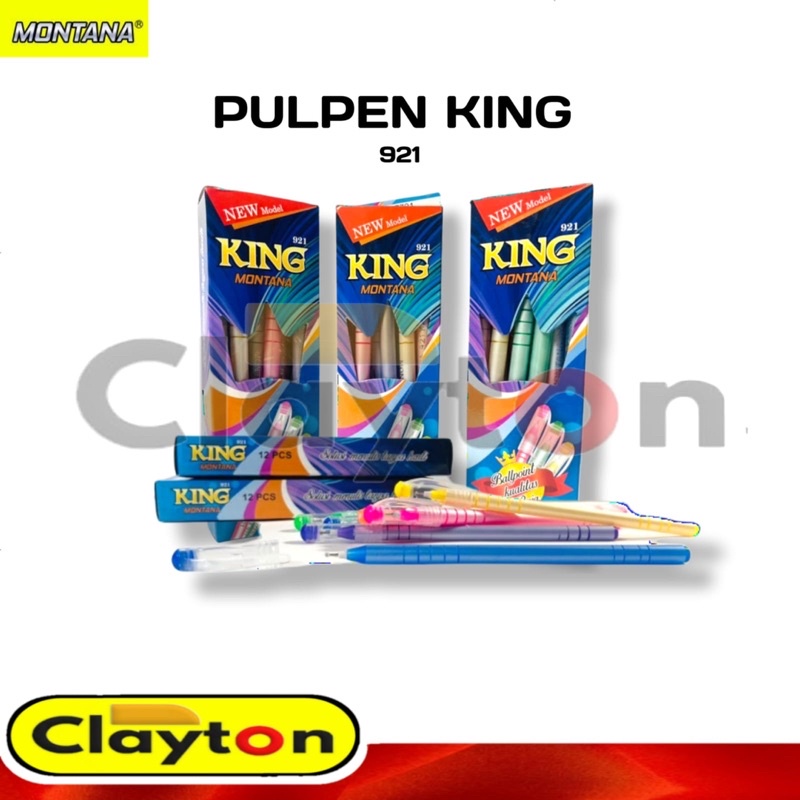 Ballpoint / Pulpen / Bolpen Montana KING 921 Lilin Ulir Murah ( 12pcs )