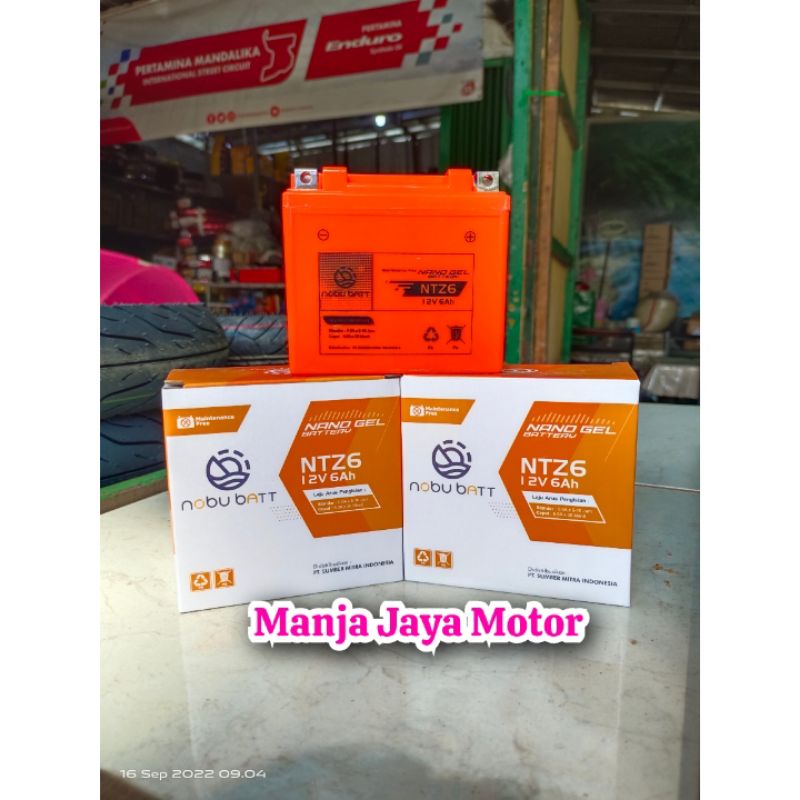 Aki Nobu Battery NTZ-6V 12v/6Ah for Vario 125/150/CBR 150 street fire/Beat Esp ISS/Genio/Freego/N-max new/lexi/Aerox/PCX/ADV/Satria Fu