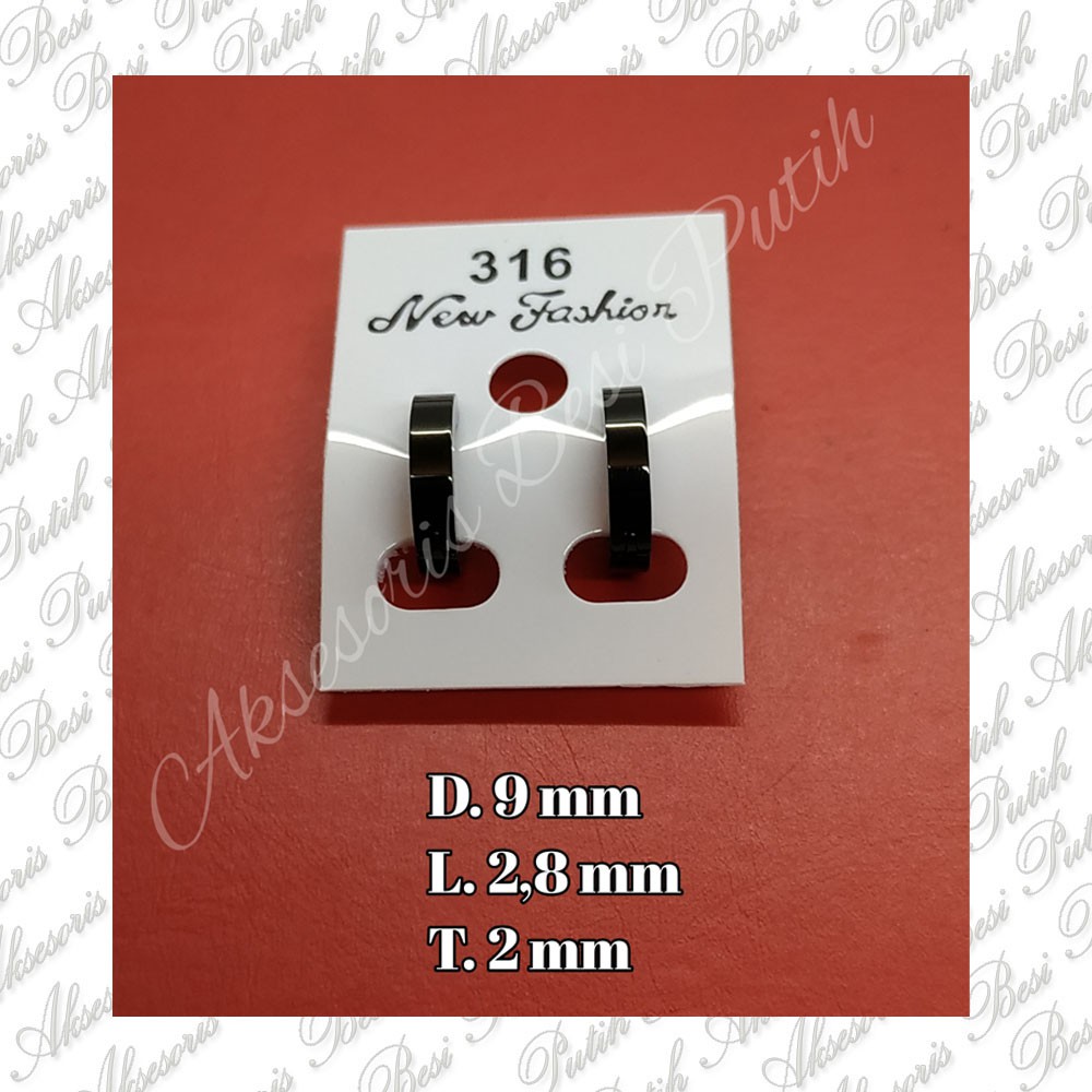 Anting Hitam Polos Model Kotak