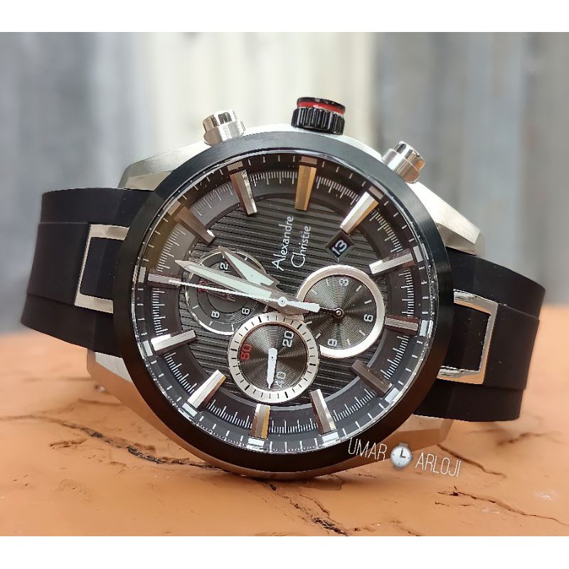 Jam Tangan Pria Alexandre Christie Ac 6582 Mc Rubber Original Fashion Pria