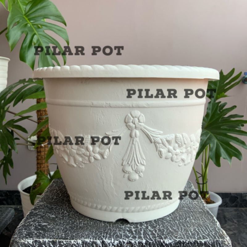 Pot bunga tanaman putih SHALLOM 35cm - tebal kuat