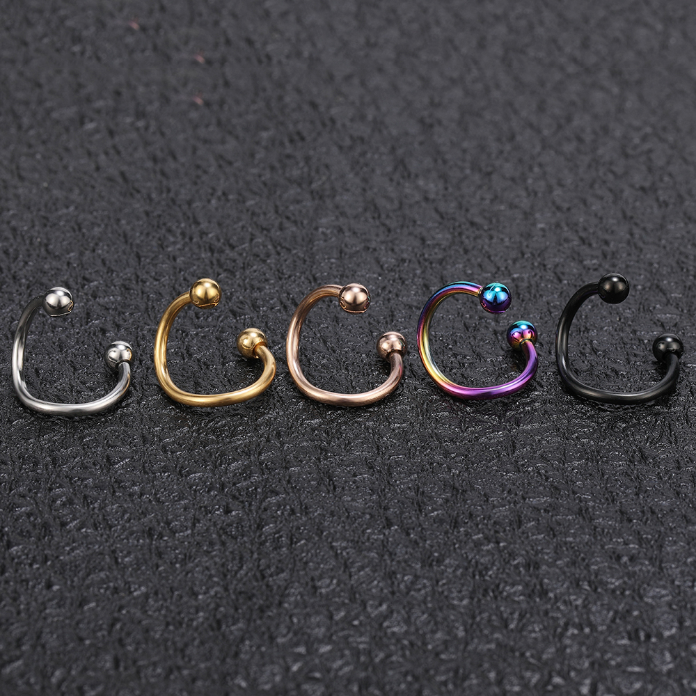 Anting Tindik Hidung / Bibir / Tulang Rawan Telinga Bentuk Bulat Bahan Stainless Steel