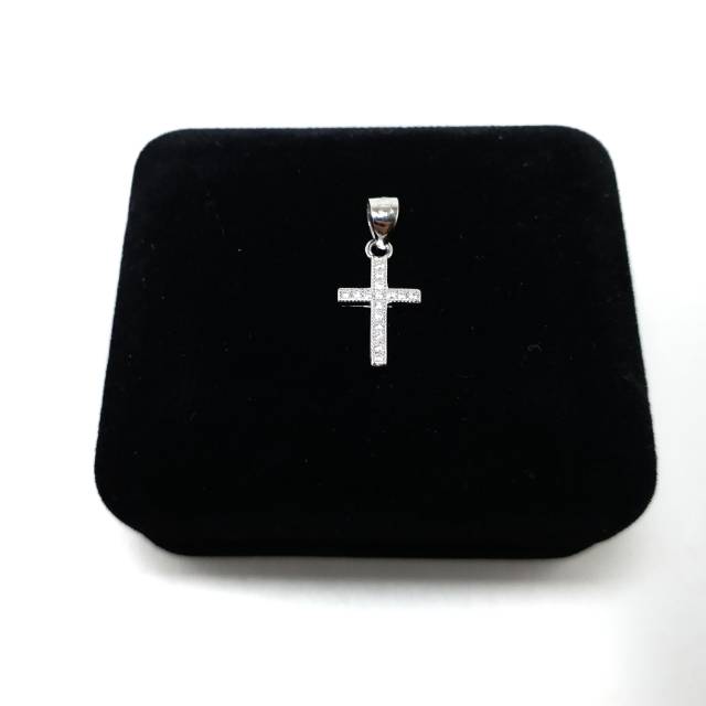 LIONTIN SALIB SILVER 925 LAPIS EMAS PUTIH. BANDUL SALIB PERAK 925