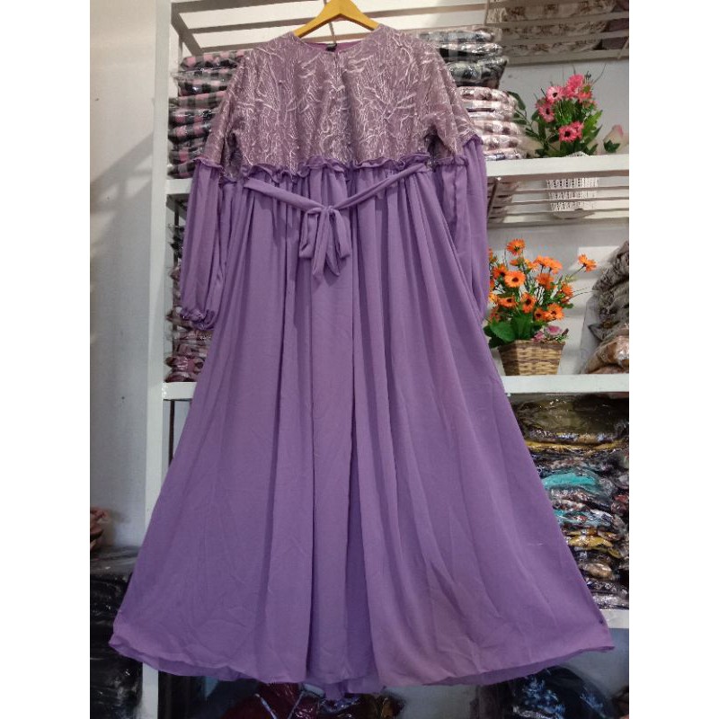 Gamis Princess READY SEMUA WARNA/Gamis Ceruty /Gamis burkat termurah ready warna lilac