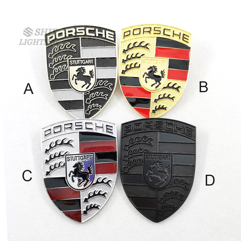 1pc Stiker Emblem Logo Kuda Porsche Bahan Metal Untuk Kap Depan Mobil Porsche