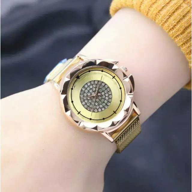 Cod Bayar Ditempat Jam Tangan Wanita Magnet CC-12 Gerigi Polos / Ready 5 Warna