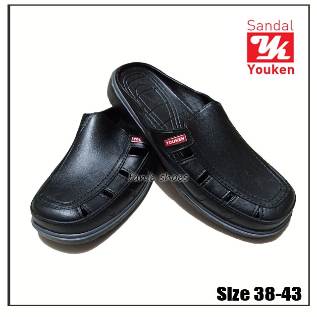 Youken 145 Sandal Selop 38-43 Hitam / Selop Bakpao Baim Karet Karet Laki-laki