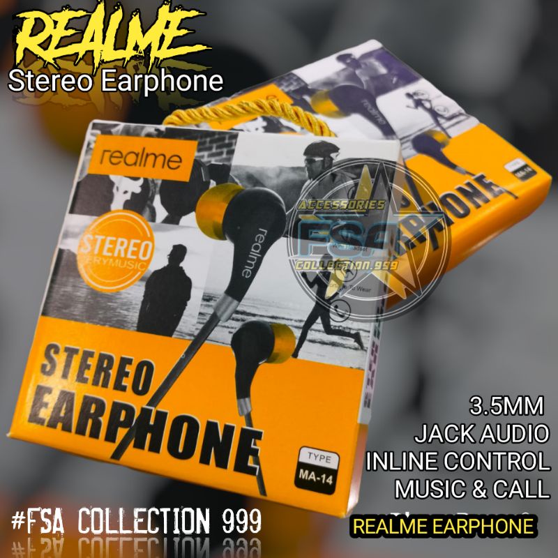 Headset Realme Earbuds Bass Stereo Earphone Realme 2 pro/3 pro/ 5 pro/6 pro/ 7 pro/ C17/C31/ C35 (M-A014) by realme