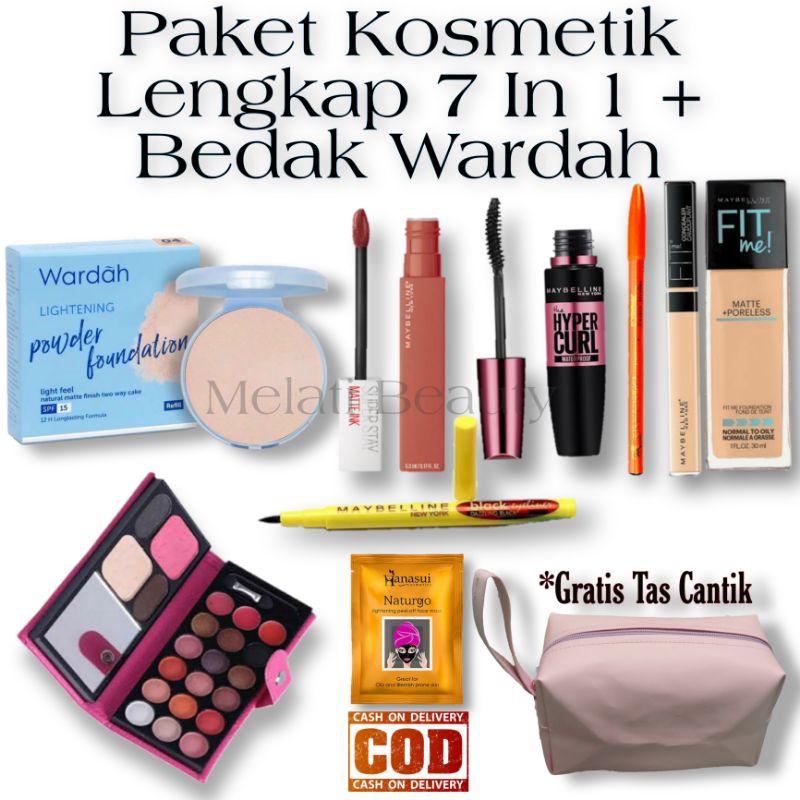 Paket Komsetik Lengkap 7 In 1 + Bedak Wardah / Paket Komsetik / Makeup Wardah / Fit Me! Set