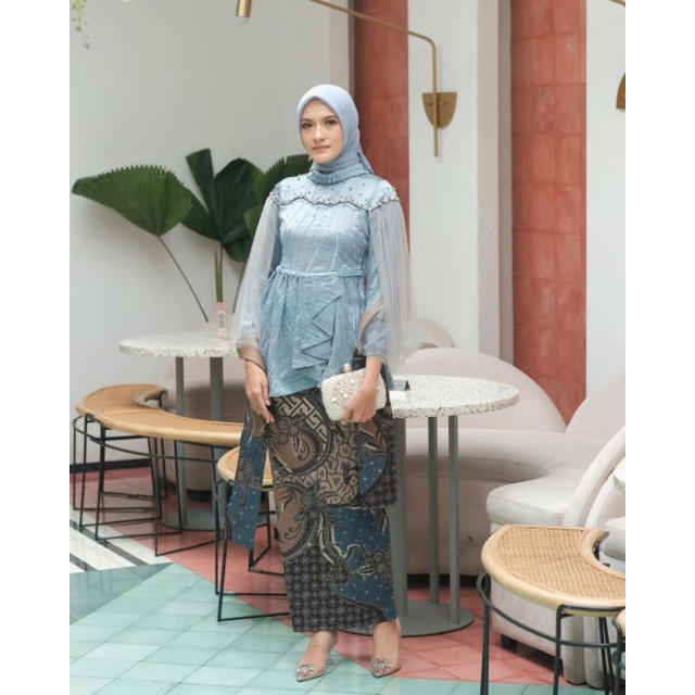 Set Couple Gamis Brukat Kebaya Mutiara Wisuda Lamaran Engagement Modern Kemeja Couple