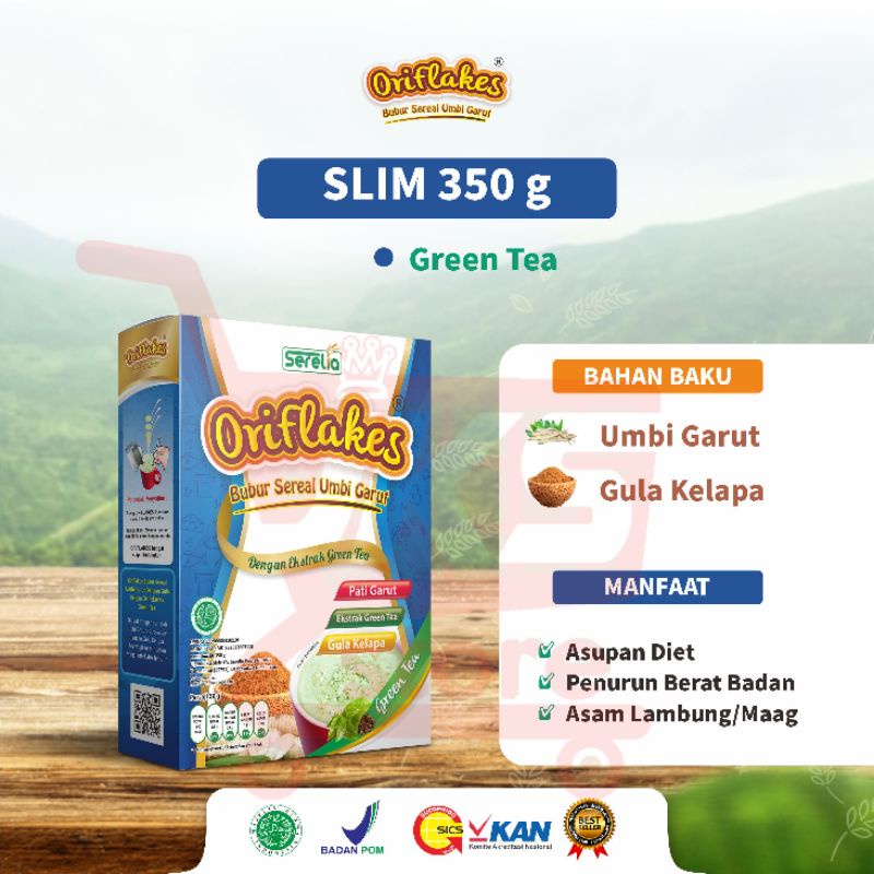 

oriflakes slimy greentea 350gr sereal diet atasi maag dan asam lambung