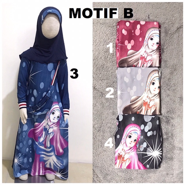 Gamis Anak / Baju Muslim Anak Scuba Motif