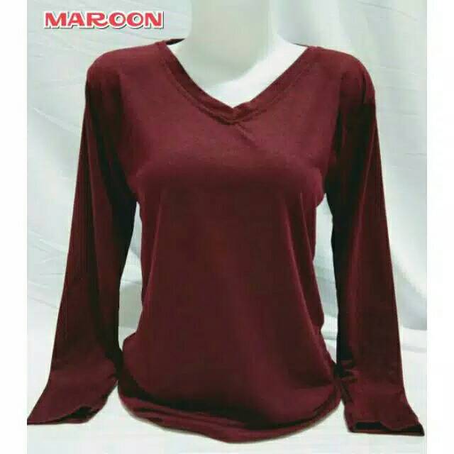 V Neck Panjang / Vneck Panjang / Atasan Wanita / Kaos Panjang / Kaos Polos / Kaos Oblong (fs)