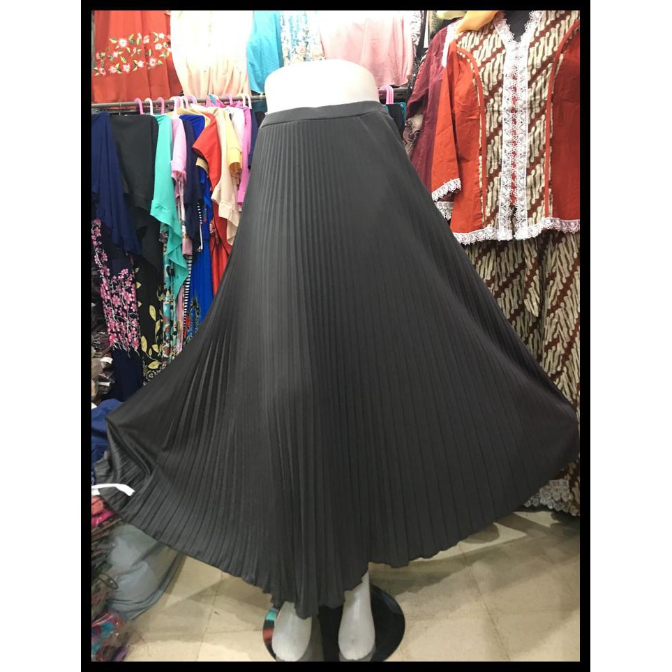 TERBATAS Rok/ bawahan panjang plisket payung lebar bahan kaos jersey TERBAIK