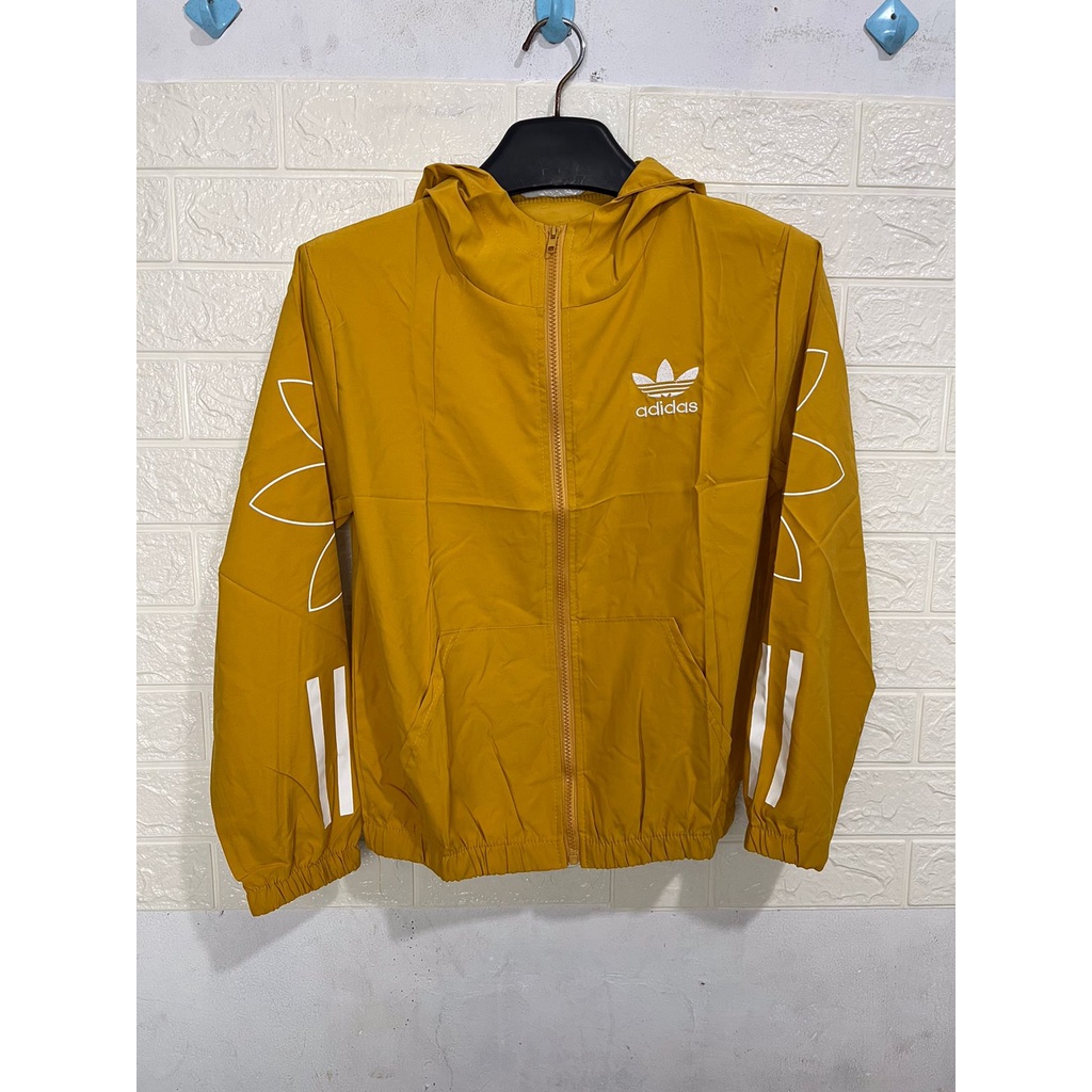 0610-1 Jaket IMPORT Parasut Adidas list tangan jaket olahraga jogging wanita jaket lari sport sauna suit wanita jumbo